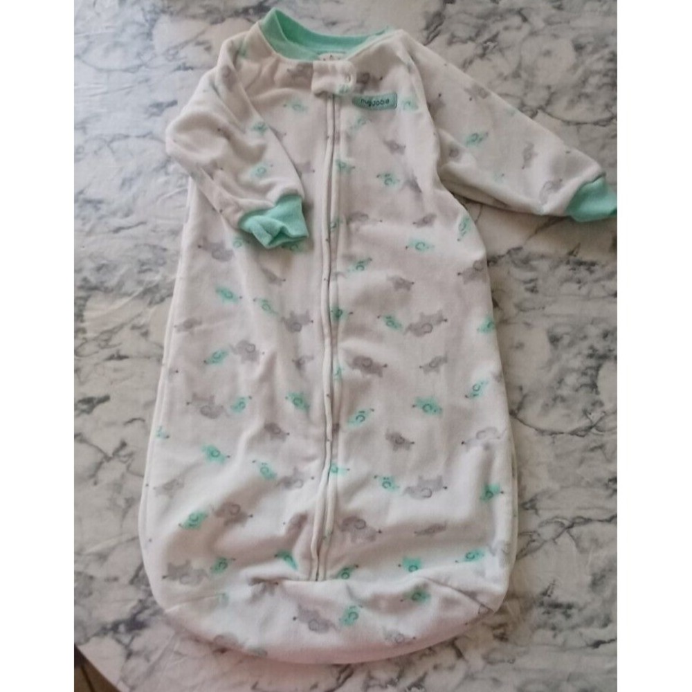 Child of Mine by Carters Sleep Sack Unisex 0-9M White Mint Elephant Fleece Zip